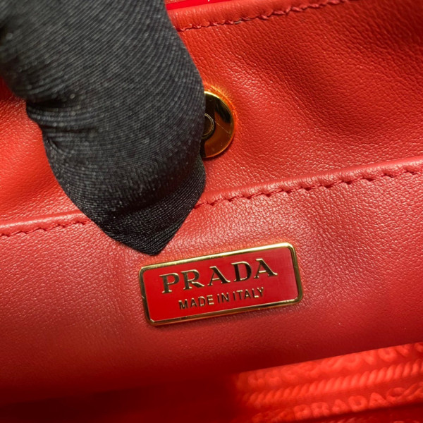 Pra*a cleo satin bag with appliqués-22x18.5x4.5cm