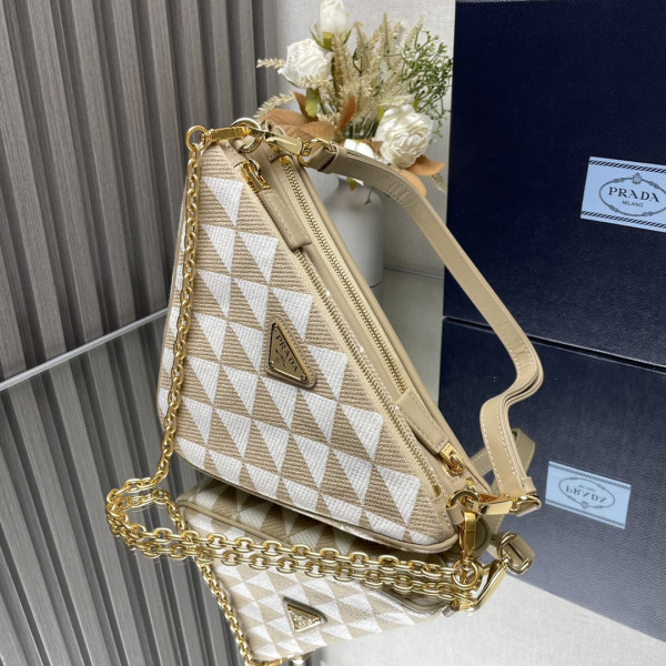 Pra*a triangular sequined pouch-26*16*13cm