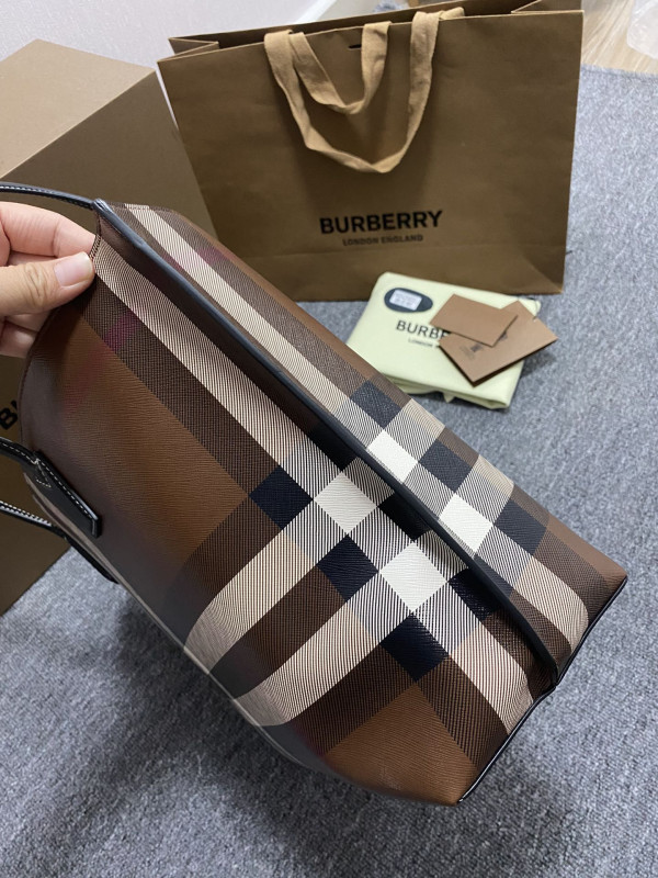 B**rry medium check tote bag-34*14*28cm