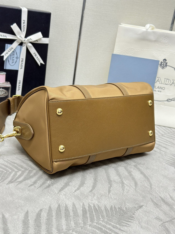 Pra*a re-nylon and saffiano leather top-handle bag