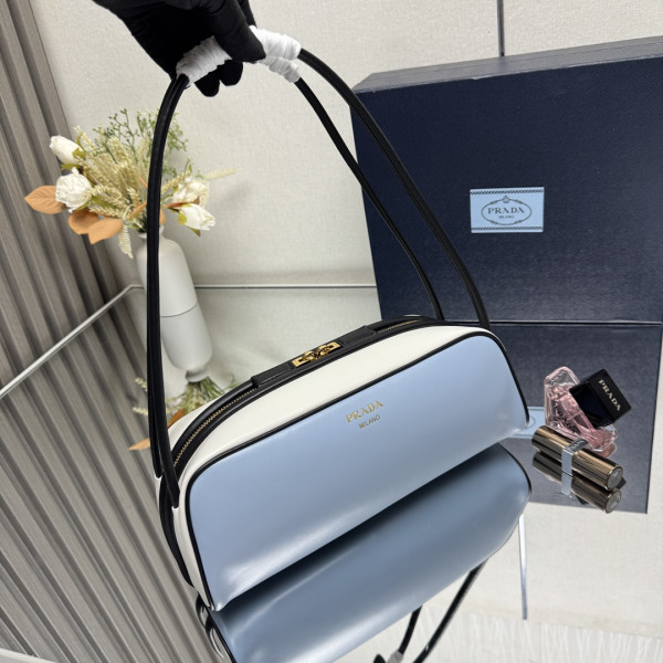 Pra*a swing smooth leather shoulder bag-28*11.5*10cm