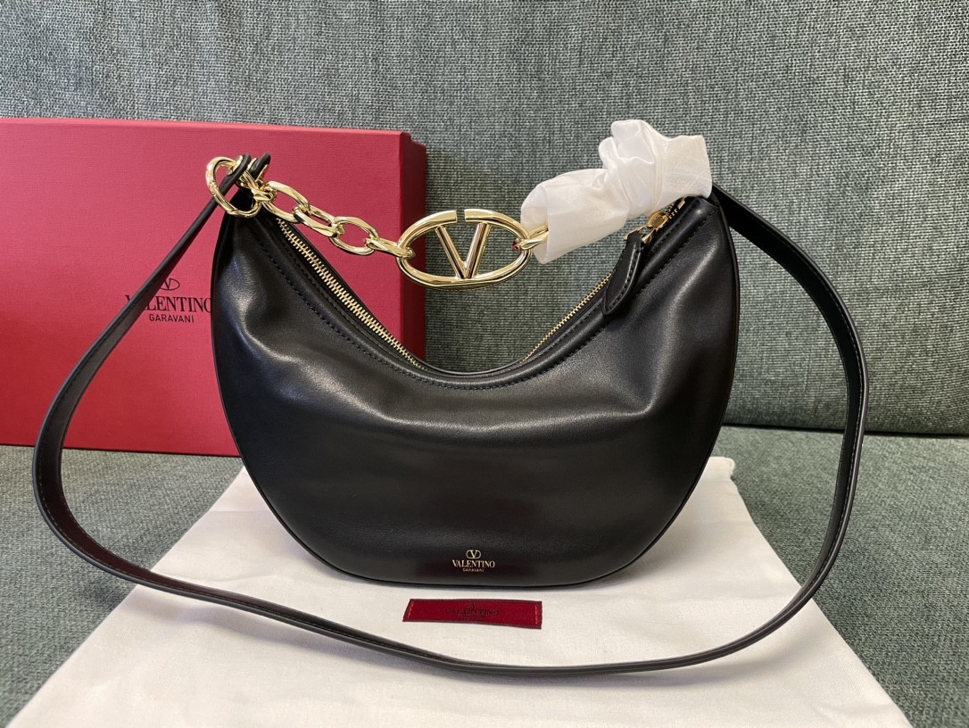 VALENTINO Small Vlogo Moon Hobo Bag - 29*23*11CM